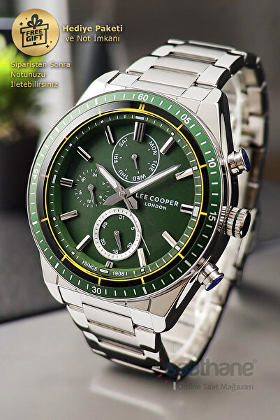 Lee Cooper Orijinal Lee Cooper Fonksiyonlu Takvimli Yeşil Kadran Erkek Kol Saati