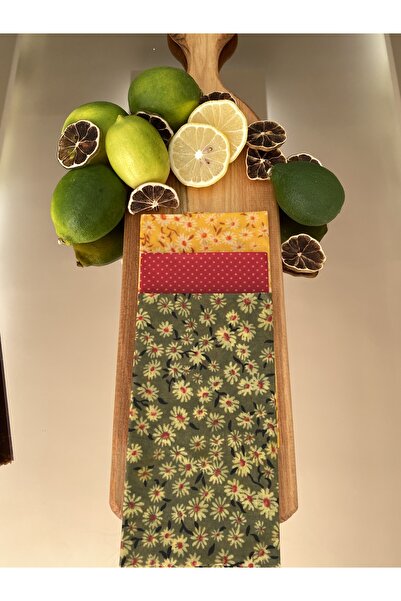 Home 3-Piece Mixed Pattern Fabric Reusable Natural Beeswax (Beeswax) Food Storage Cloth Large Size