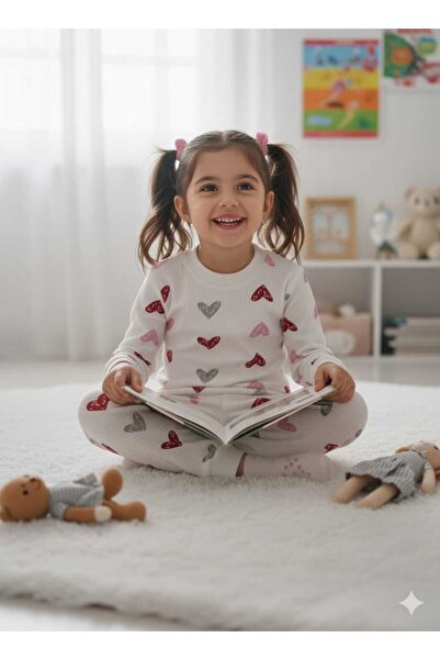 Store Heart Printed Report Baby Kids Pajama Set