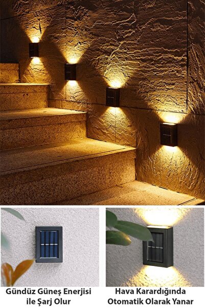 Technojet 1Adet Solar Çift Taraflı Duvar Lamba Aplik