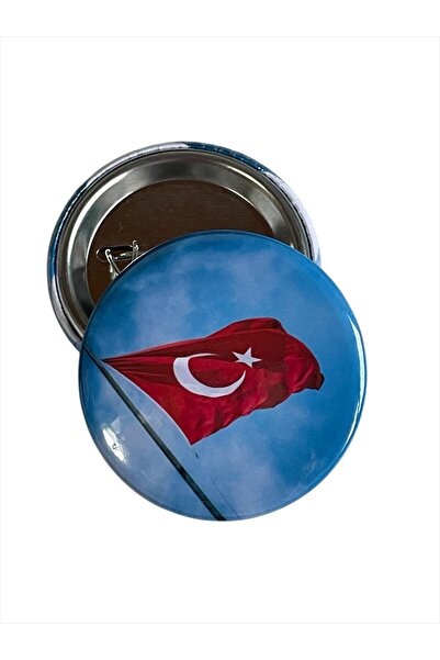 maycollection Türk Bayrağı Metal Buton Rozet Broş-Çanta Aksesuar-Yaka İğnesi (44mm) 1 Adet