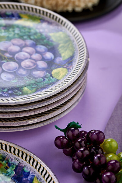 EMBazaar 6-Piece Grape Garden Series Full Pattern Cake Presentation Plate/Dessert Plate/ Breakfast Serving Plate/Plate