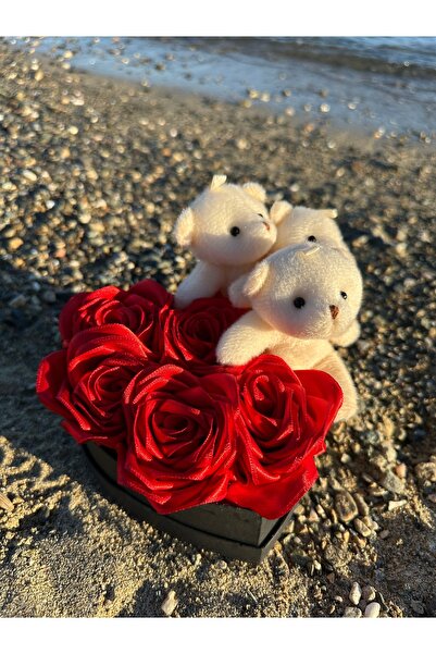 SATENCE STORE Kalpli Kutuda Ayıcıklı Solmayan Gül