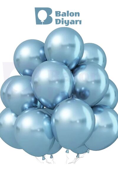 BALON DİYARI 10 Adet Açık Mavi Metalik Sedefli Balon – Parlak ve Şık Dekorasyon