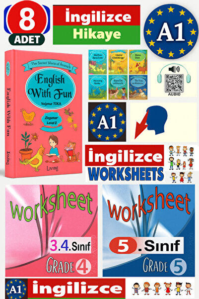 Easy Readers Engleză 8 Carte de lectură cu povești 3. 4. 5. Clasa - Q.R. Cadou cu coduri +2 caiete de exerciții