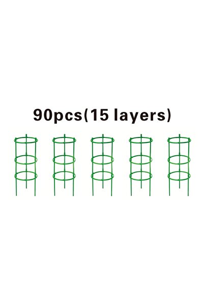 Choice 15 Layers (90 pcs) 30/60/90pcs Adjustable 5/10/15 Tier Plastic Plant Support Rings - Stackable Green