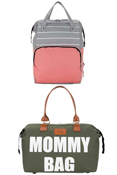 Lui Baby حقيبة ظهر للعناية بالطفل مع حامل وحقيبة كتف للأم، طقم من قطعتين