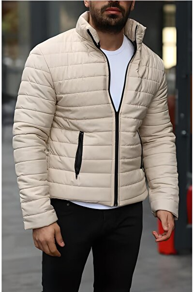 ENDEİS COLLECTİON Ανδρικό παλτό νέας σεζόν με μπεζ φουσκωτό παλτό