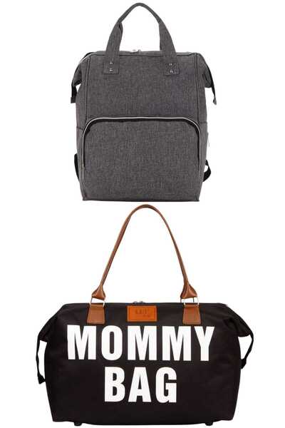 Lui Baby حقيبة ظهر للعناية بالطفل مع حامل وحقيبة كتف للأم، طقم من قطعتين