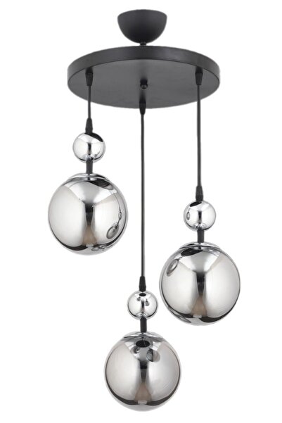 ESSLİGHT NİSAN 3’LÜ SARKIT AVİZE FÜME GLOB CAMLI MODERN DEKORATİF AYDINLATMA