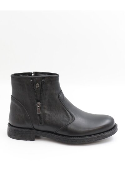 Nesil Shoes Thrtrk 905 Чорні чоловічі черевики з натуральної шкіри та гумовою підошвою