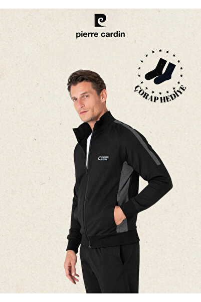 Pierre Cardin Erkek Pamuklu & Likralı Regular Fit Önden Fermuarlı Eşofman Takımı (Çorap Hediye) L1.PC.004.71.35