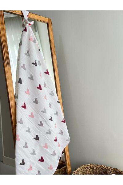 Bamoola 100% قطن وردي قلب 80x90 سم بطانية موسلين متعددة الأغراض للأطفال / الأ...