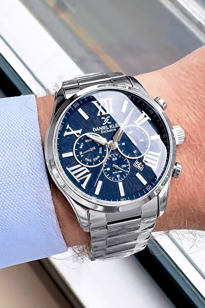 Daniel Klein Erkek Kol Saati Exclusive 3 Atm Su Geçirmez Gümüş Renk Çelik Kor...