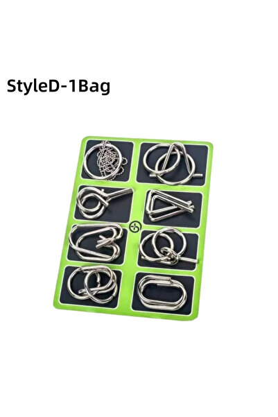 Choice أخضر - حقيبة واحدة من 8 قطع/مجموعة ألغاز مونتيسوري المعدنية السلكية لتحفيز الذكاء للأطفال والكبار