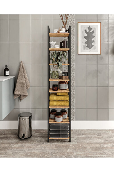 bituclass MİNİ Dekoratif Banyo Rafı Havluluk Peçetelik 8 KATLI