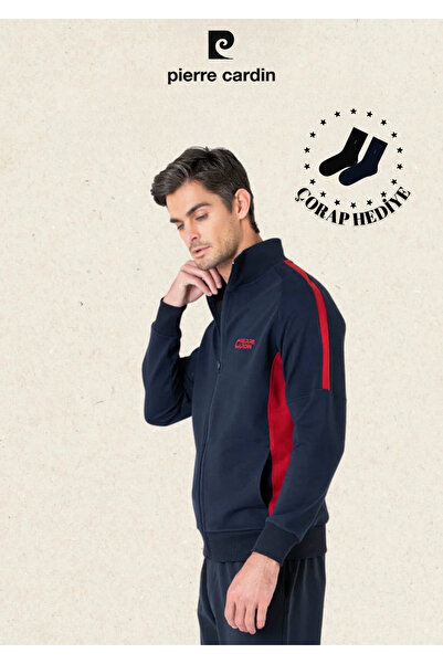 Pierre Cardin Erkek Pamuklu & Likralı Regular Fit Önden Fermuarlı Eşofman Takımı (Corap Hediye) L1.PC.004.71.35