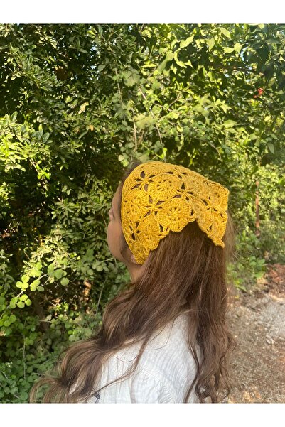 Nil Aksesuarları Çiçek desen örgü bandana