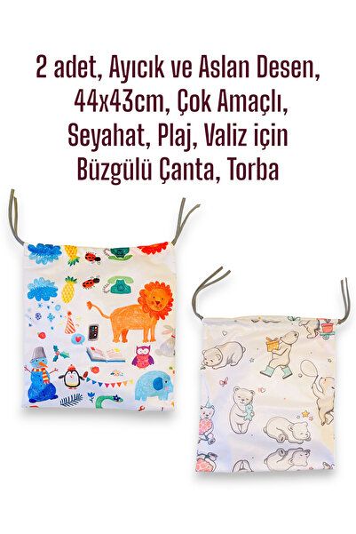 yorni 2 Adet, Ayıcık Ve Aslan Desen, 44x43cm, Çok Amaçlı, Seyahat, Plaj, Vali...