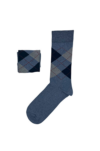 FENRA STUDIO ERKEK İNDİGO BAKLAVA DESENLİ KLASİK ÇORAP