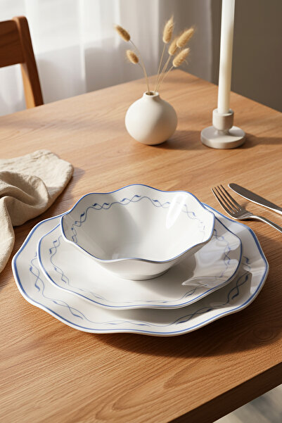 Güral Porselen Nesrin 24 Parça Yemek Takımı Mavi 8123