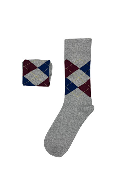 FENRA STUDIO جوارب كلاسيكية منقوشة باللون الرمادي والأزرق للرجال