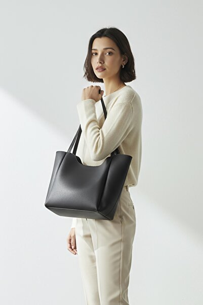 HONEY BAG Lumi̇ Women's Scarf-Shaped Zippered Magnet Closure Shopper Hand and Shoulder Bag