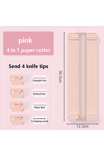 Choice قاطع ورق ثنائي الاتجاه 4 في 1 قطعة واحدة باللون الوردي، قاطع ورق مكتب ...
