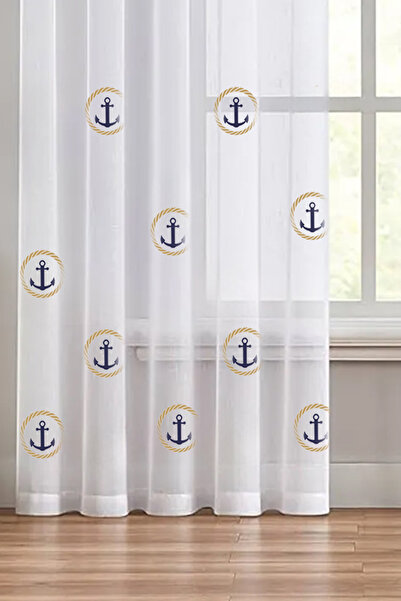 artwork Denizçi Desenli Tül Perde - Denizçi Temalı, Özel Ölçü ve İsim Yazılab...