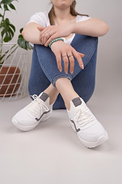 Nesil Shoes Flet 121 Beyaz Air Taban Kadın Sneakers