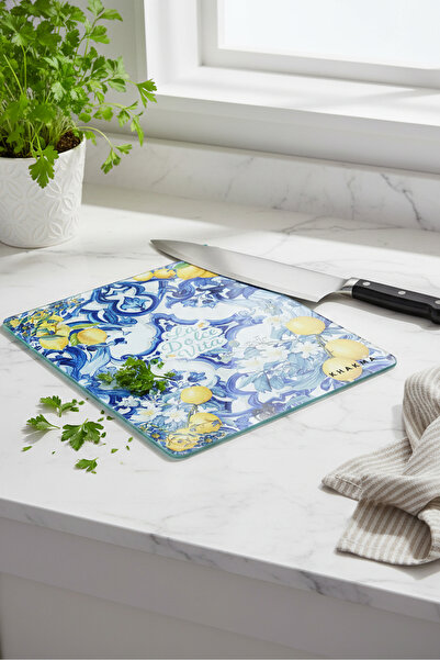 KHAKMA Dolcevita Glass Cutting Board – 25X35 cm |   Tempered Glass |   Italian Ceramic Patterned