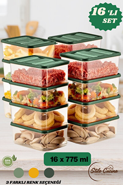 Stile Cucina منظم ثلاجة مكون من 16 قطعة، حاوية تخزين مناسبة للميكروويف (16 × ...