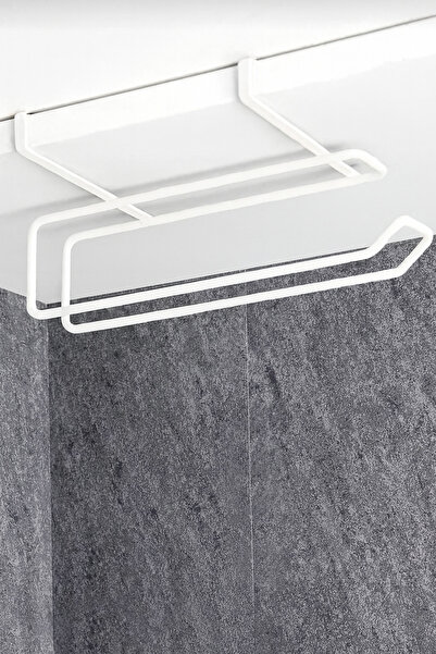 Alper Banyo White Multi-Purpose Cabinet Door and under Shelf Paper Towel Rack | Metal | Easy Assembly