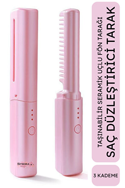 Sunora Beauty Taşınabilir Saç Düzleştirici Tarak Sıcak Saç Şekillendirme Tara...