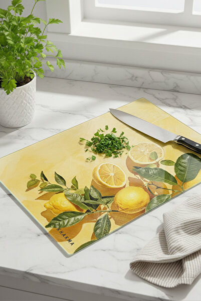 KHAKMA Lemonart Glass Cutting Board – 25X35 cm |   Tempered Glass