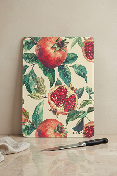 KHAKMA Glass Cutting Board – 25X35 cm |   Pomegranate Patterned |   Tempered Glass