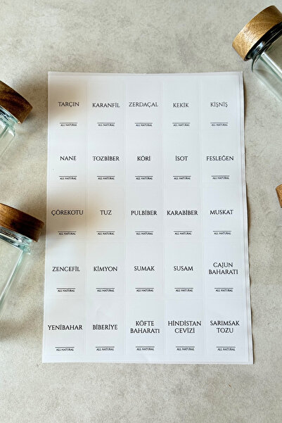 Genel Markalar 25'li Beyaz Baharatlık Etiketi | Suya Dayanıklı Sticker