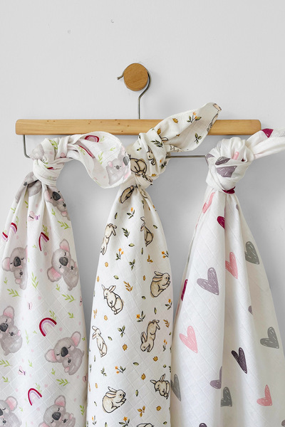 COOLMINIES طقم بطانية موسلين 3 قطع - بطانية أطفال حديثي الولادة، قماش قطن 100...