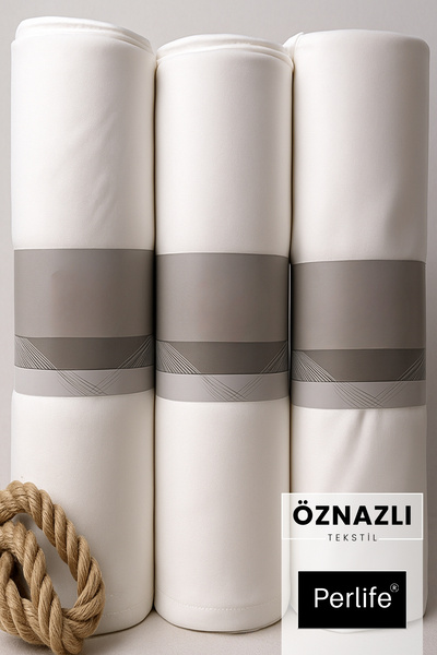 Perlife Gold ® Tam Boy & Yarım Boy Ekru Güneşlik Perde – Saten Dokulu – Piles...