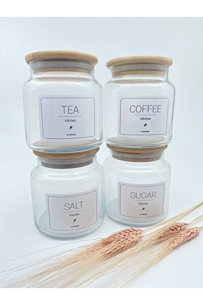 zezedesing Bamboo Lid Glass Tea-coffee-sugar-salt Jar 500ml (tea-coffee-sugar-salt)