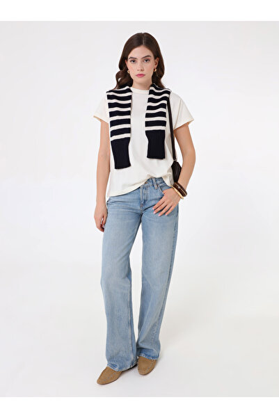 Refka Γυναικείο T-Shirt Off Shoulder Crew Neck - Ecru - Refka