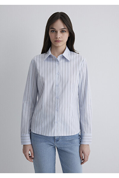 Mavi Çizgili Mavi Gömlek Regular Fit / Normal Kesim 1211235-90897