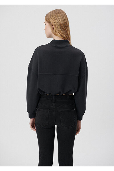 Mavi Lace Waist High Collar Anthracite Sweatshirt 1s10003-70763