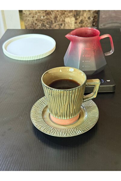 Generic Qahwa Olive Cup with Saucer Made of Ceramic