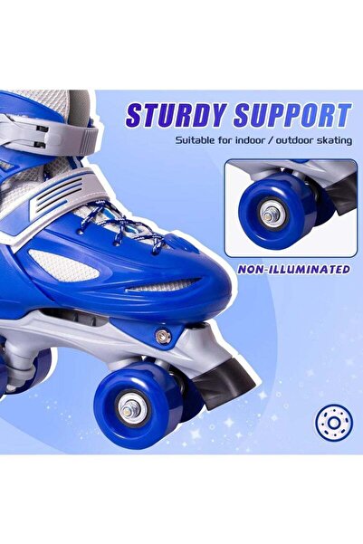 fulina 4 Wheel Skates Adjustable for Kids Youth Beginner Gift,with All Light Wheels,35-38cm Size,Blue