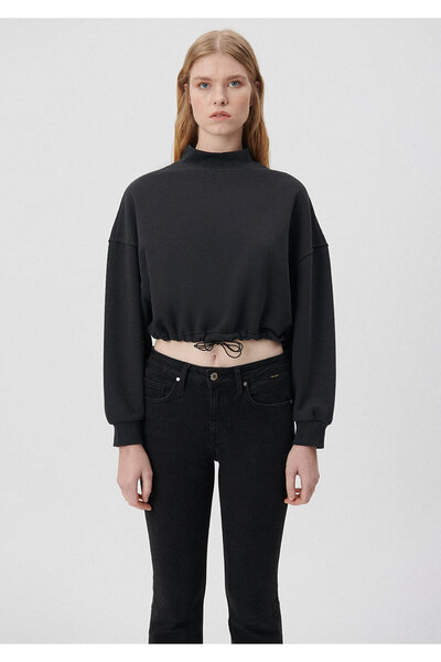 Mavi Lace Waist High Collar Anthracite Sweatshirt 1s10003-70763