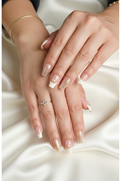 Easy Beauty French Protez Tırnak SMALL 10 Adet El Yapımı Takma Tırnak 2306