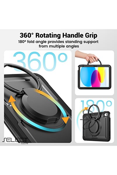 SELECT Shockproof Case for iPad 9th Generation 10.2-inch - Child-Safe Design with 360-Degree Rotating Stand and Thermoline
