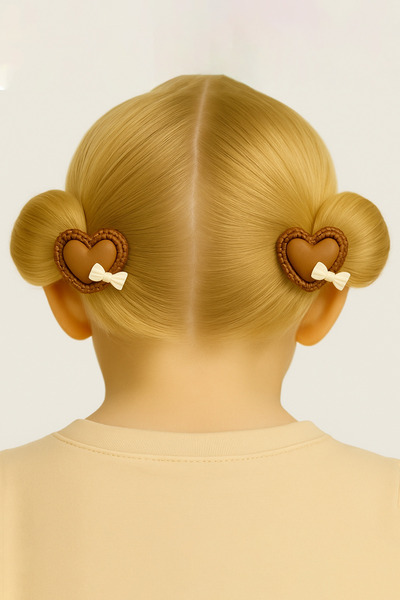 TAKIŞTIR Καφέ Χρώμα Καρδιά Φιγούρα Λαστιχένια Πόρπη