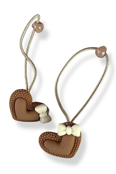 TAKIŞTIR Καφέ Χρώμα Καρδιά Φιγούρα Λαστιχένια Πόρπη